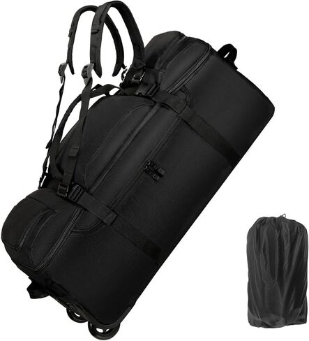 Rolling Duffle Bag with Wheels, 90L 32-inch Large Foldable Travel Duffel Bags Durable Tear-resistant Heavy-duty Luggage Bag (Black) in Saudi Arabia