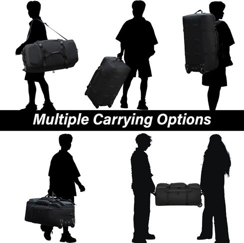 Rolling Duffle Bag with Wheels, 90L 32-inch Large Foldable Travel Duffel Bags Durable Tear-resistant Heavy-duty Luggage Bag (Black) in Saudi Arabia