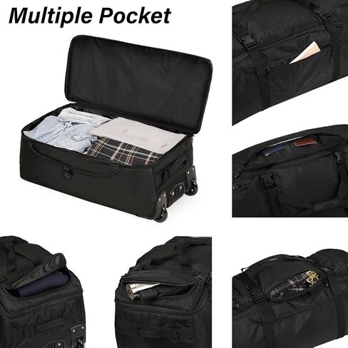 Rolling Duffle Bag with Wheels, 90L 32-inch Large Foldable Travel Duffel Bags Durable Tear-resistant Heavy-duty Luggage Bag (Black) in Saudi Arabia