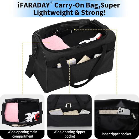 iFARADAY 20L Carry on Duffle Bag, 15.8x7.8x9.8" Small Duffle Bag for Traveling, Small Travel Bag for Women and Men (Black) in Saudi Arabia