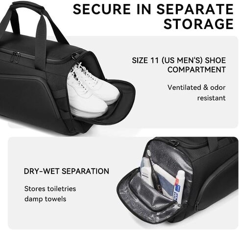reeyee 30L Cordura 3-Way Convertible Duffle Backpack, Heavy-Duty Waterproof Sports Gym Bag with Shoe Compartment, 3-in-1 Travel Carry-on (Backpack/Duffle/Shoulder Bag) for Business, Sports & Outdoors in Kuwait