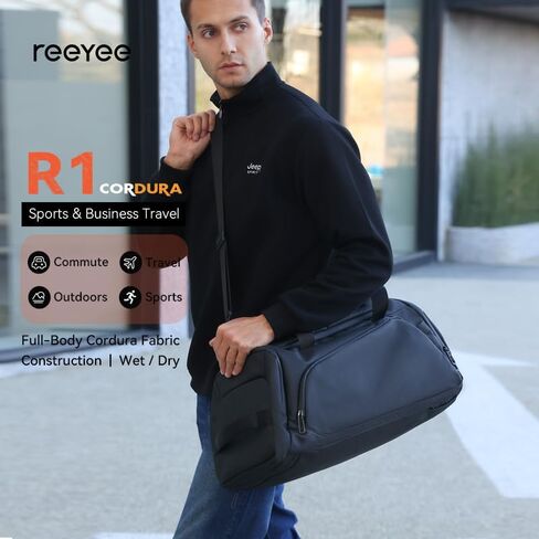reeyee 30L Cordura 3-Way Convertible Duffle Backpack, Heavy-Duty Waterproof Sports Gym Bag with Shoe Compartment, 3-in-1 Travel Carry-on (Backpack/Duffle/Shoulder Bag) for Business, Sports & Outdoors in Kuwait