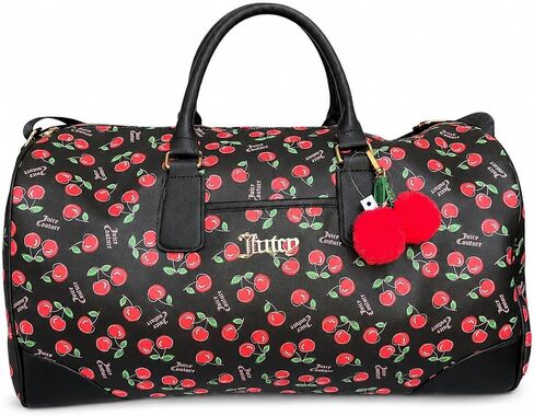 Juicy Couture Cherry Print Weekender Duffle Bag, Black and Red, Cherry Girl Style in Kuwait