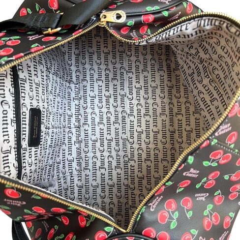 Juicy Couture Cherry Print Weekender Duffle Bag, Black and Red, Cherry Girl Style in Kuwait