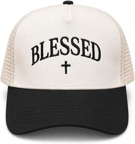 Christian Hat for Men Women - Premium Embroidered Faith Baseball Cap - Religious Jesus Gifts, Mesh Back Trucker Hats in Saudi Arabia