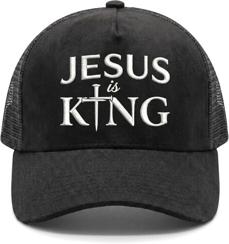 Christian Hat for Men Women - Premium Embroidered Faith Baseball Cap - Religious Jesus Gifts, Mesh Back Trucker Hats in Saudi Arabia