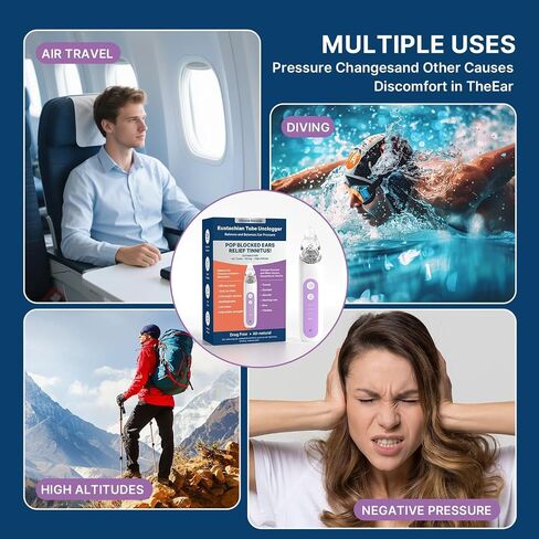 Eustachian Tube Ear Pressure Relief Device Portable Ear Popper for Airplane Travel, Diving Altitude Changes Non-Invasive Ear Unclogger with 3 Adjustable Settings for Clogged Ears Tinnitus Pressure in Saudi Arabia