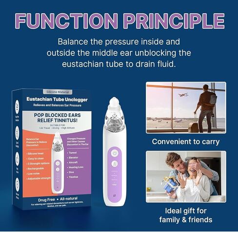 Eustachian Tube Ear Pressure Relief Device Portable Ear Popper for Airplane Travel, Diving Altitude Changes Non-Invasive Ear Unclogger with 3 Adjustable Settings for Clogged Ears Tinnitus Pressure in Saudi Arabia