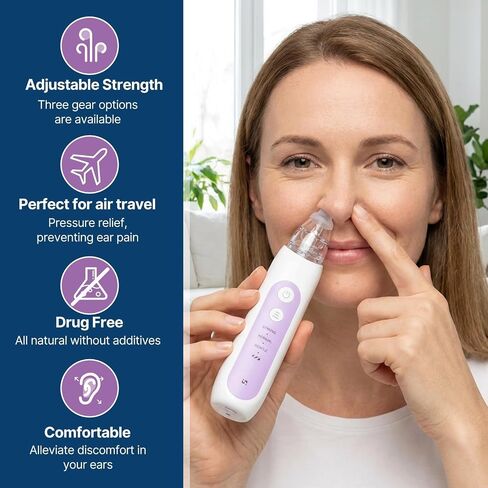Eustachian Tube Ear Pressure Relief Device Portable Ear Popper for Airplane Travel, Diving Altitude Changes Non-Invasive Ear Unclogger with 3 Adjustable Settings for Clogged Ears Tinnitus Pressure in Saudi Arabia
