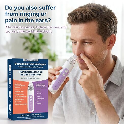 Eustachian Tube Ear Pressure Relief Device Portable Ear Popper for Airplane Travel, Diving Altitude Changes Non-Invasive Ear Unclogger with 3 Adjustable Settings for Clogged Ears Tinnitus Pressure in Saudi Arabia