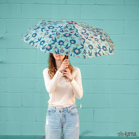 Karma, Travel Umbrella Compact Folding Umbrellas Lighweight Auto Open Close for Women Parasol, Raven in Kuwait