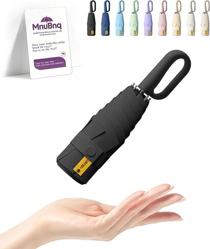Mini Travel Umbrella with Carabiner Handle UPF 50+ Sun & Rain Protection Portable Manual Open Close Windproof Umbrella Small Compact Portable Parasol for Commuter Kids Women Men in Kuwait