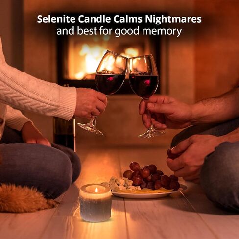 Himalayan Glow Selenite Crystal Candle Holder, Natural Tea Light Candlestick Holder, Reiki, Chakra, Crystals and Healing Stones Best for Gift & Home Decor - Pack of 2 in Saudi Arabia