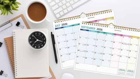 2025-2026 Wall Calendar - Jul 2025 –Dec 2026, 18 Months Calendar 2025-2026, 14.57 x 11.42 In, 2025-2026 Calendar, Monthly Calendar with Ruled Blocks, Thick Paper, Holidays, To-do ＆ Notes, Blue & Grey in Kuwait
