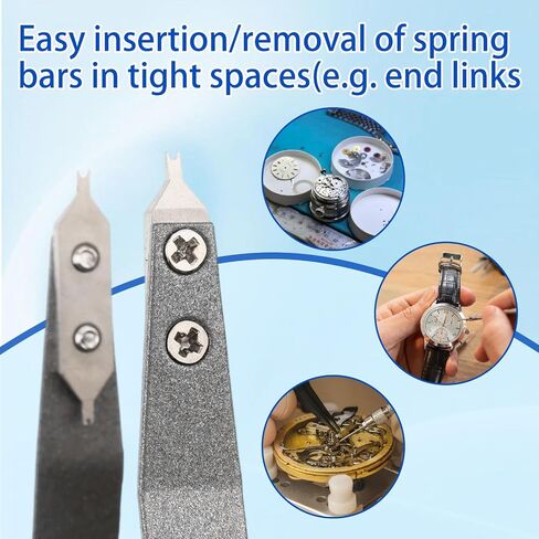 Watch Spring Bar Tweezers, V Shape Aluminum Alloy Watch Strap Removal Tool, Professional Spring Bar Pliers for Watch Repair & Band Adjustment (Grey) in Kuwait