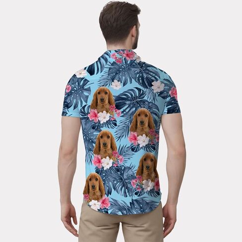 Cocker Spaniel Hawaiian Shirts for Men,Button Down Beach Casual Shirtss in Saudi Arabia