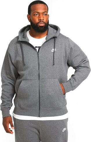Nike Men's Sportswear Club Fleece Full Zip Hoodie, Fleece Zip-Up Hoodie Men, Midnight Navy/Midnight Navy/White, M-T in Kuwait