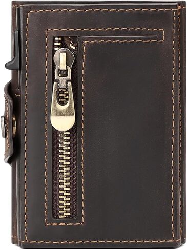 Wallet for Men,with Money Clip 10 Cards Metal Case Smart Slim Pop Up Credit Card Holder Flip with Magnetic Closure RFID Blocking wallet Zipper coin bag in Kuwait
