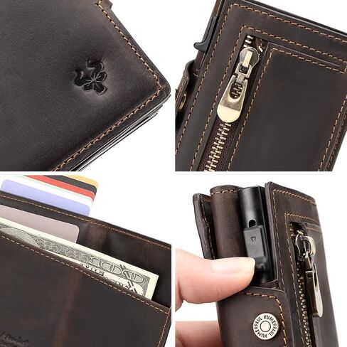 Wallet for Men,with Money Clip 10 Cards Metal Case Smart Slim Pop Up Credit Card Holder Flip with Magnetic Closure RFID Blocking wallet Zipper coin bag in Kuwait