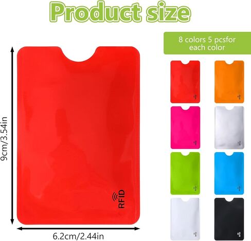 40 قطعة من أكمام حجب RFID للسفر، أكمام حجب RFID، غطاء حماية ملون لبطاقة الائتمان، حامل بطاقة ائتمان مضاد للسرقة، رقائق ألومنيوم مقاومة للماء لحماية بطاقات الائتمان وبطاقات الهوية in Kuwait