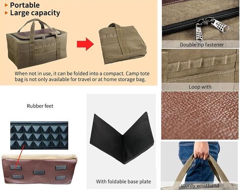 Large Military Duffle Bag Tactical Camping Storage Utility Tote Bag Camping Kitchen Organizer with Deployment Cargo Bag Travel Sports Equipment(Khaki,Medium 24.41"x11.81"x11.81") in Saudi Arabia