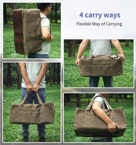 Large Military Duffle Bag Tactical Camping Storage Utility Tote Bag Camping Kitchen Organizer with Deployment Cargo Bag Travel Sports Equipment(Khaki,Medium 24.41"x11.81"x11.81") in Saudi Arabia
