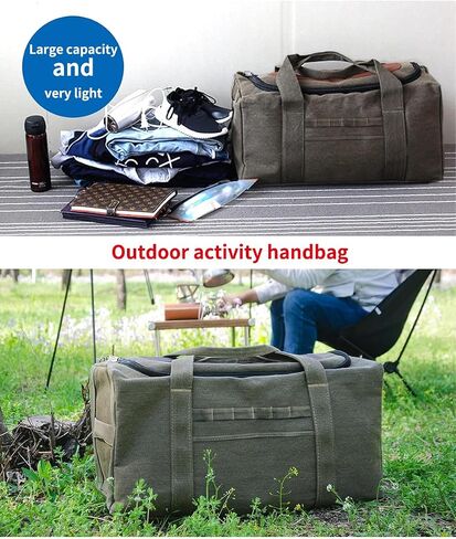 Large Military Duffle Bag Tactical Camping Storage Utility Tote Bag Camping Kitchen Organizer with Deployment Cargo Bag Travel Sports Equipment(Khaki,Medium 24.41"x11.81"x11.81") in Saudi Arabia