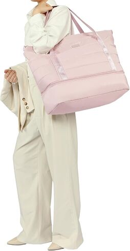 NISHEL Double-layer Weekender Bags for Women, Personal Item Duffle Bag with Shoes Compartment, Large Capacity Travel Bag, Overnight Luggage Bag with Pocket, Pink in Saudi Arabia