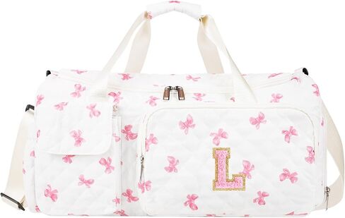 Gifts for Girls Initial Travel Duffle Bag, Personalized Initial Duffel Bag with Shoe Compartment Dance Cheer Weekender Bags, Gymnastics Gym Overnight Bag Birthday Gift for Teens Girl (Letter-M) in Saudi Arabia