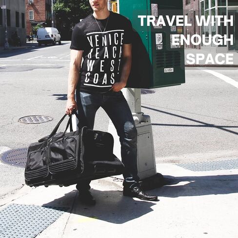 J World New York Brighton Travel Duffle Bags –33 Inch Duffel Bag with Wheels –Multiple Compartment Rolling Duffle Bag–Lock and Pull Handle–Reinforced Handles–Heavy Duty 1680D Ballistic Polyester in Kuwait