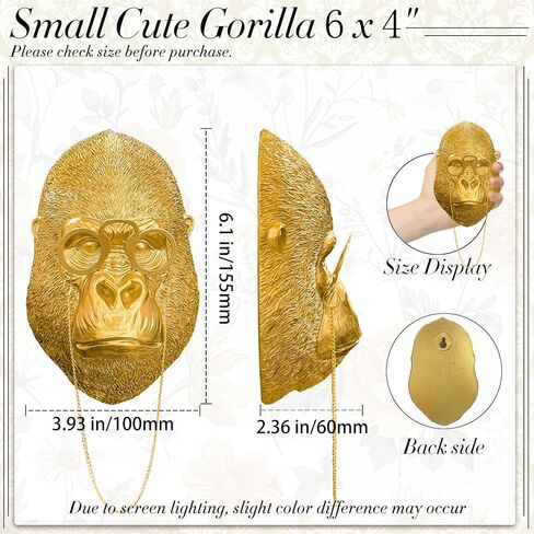 Juedawyal Gold Animal Head for Wall, Resin Gorilla Animal Heads Wall Decor Sculpture Vintage Wall Art for Eclectic Gallery Wall Entryway Bar Living Room Home Office in Saudi Arabia
