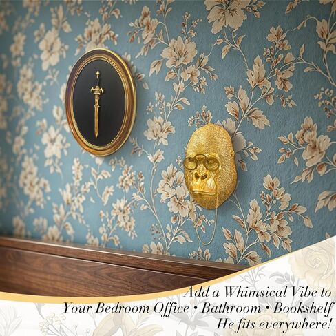 Juedawyal Gold Animal Head for Wall, Resin Gorilla Animal Heads Wall Decor Sculpture Vintage Wall Art for Eclectic Gallery Wall Entryway Bar Living Room Home Office in Saudi Arabia