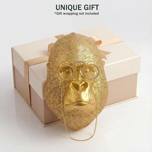 Juedawyal Gold Animal Head for Wall, Resin Gorilla Animal Heads Wall Decor Sculpture Vintage Wall Art for Eclectic Gallery Wall Entryway Bar Living Room Home Office in Saudi Arabia