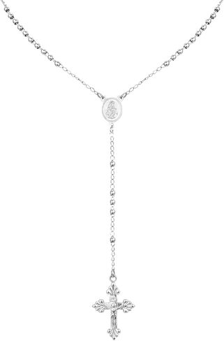 Rosary Necklace for Women & Men - 18K Gold Plated/Stainless Steel Virgin Mary Necklaces Bead Catholic Cross Necklace Miraculous Medal Religious Jewelry for Women in Saudi Arabia