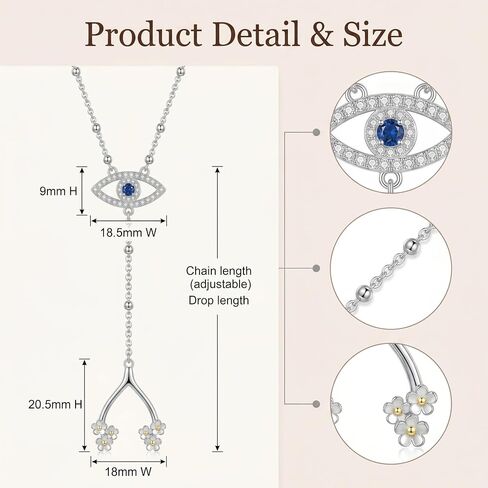 Evil Eye Wishbone Y Necklace Lucky Protection Necklace Religious Faith Evil Eye Wishbone Jewelry Gifts for Women in Saudi Arabia