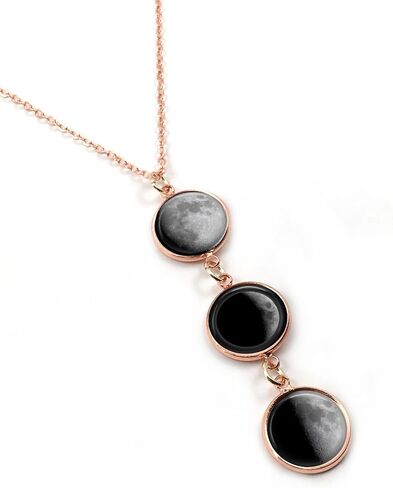 Personalized Custom Birth Moon Necklace with 1, 2, 3 or 4 Personalized Birthday Moon Phase Rose Gold Charms in Saudi Arabia