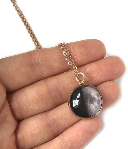 Personalized Custom Birth Moon Necklace with 1, 2, 3 or 4 Personalized Birthday Moon Phase Rose Gold Charms in Saudi Arabia