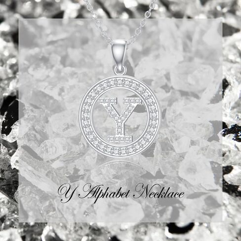 925 Silver Initial Necklaces for Women White Gold Plated Round Alphabet Letter Pendant Necklace with Cubic Zirconia Chain Length 18+2 Inch Name Necklace for Women Gift in Saudi Arabia