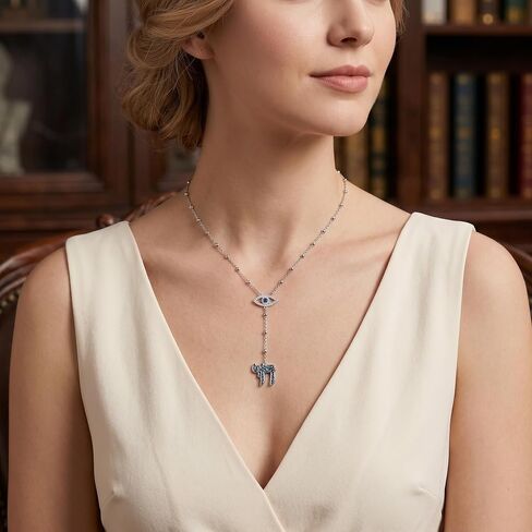 Evil Eye Necklace Created Abalone Chai Necklace Evil Eye Religion Protection Jewelry Gifts for Women in Saudi Arabia
