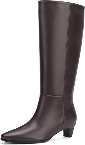 Knee High Boots Women Square Toe Kitten Heel Tall Side Zipper Boots Womens Fashion Long Boots in Saudi Arabia
