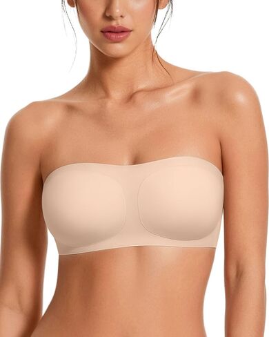 Avidlove Strapless Bras for Women Non Slip Wireless Comfy Bandeau Seamless No Underwire Padded Bralette Tube Bra Daily Nude in Kuwait
