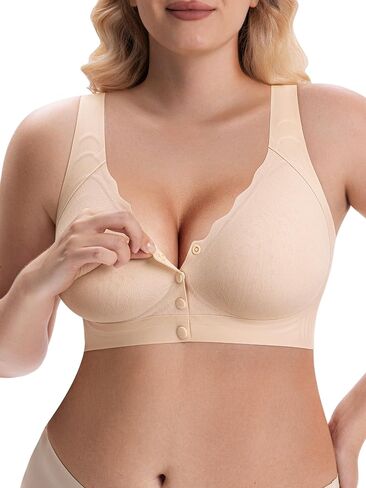 Angelhood Seamless Front Closure Jelly Bras for Women No Underwire Push Up Full Coverage Bra Comfort Post Surgery Bralettes in Saudi Arabia