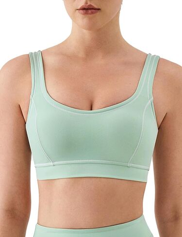 حمالات صدر رياضية من الألياف من K-Swiss CICLO للنساء - رقبة واسعة لاسلكية مبطنة على شكل حرف U من الخلف لليوجا والتمارين الرياضية ودعم متوسط in Kuwait