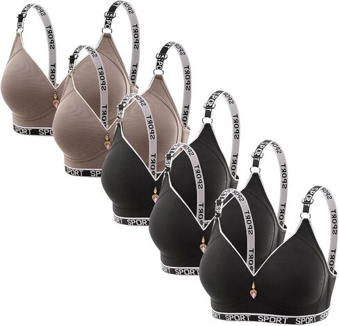 Sports Bras for Women Pack 5 High Support Adjustable Wireless Bra Printed Workout Everyday Bars with Padded in Kuwait