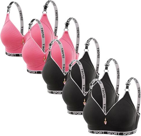 Sports Bras for Women Pack 5 High Support Adjustable Wireless Bra Printed Workout Everyday Bars with Padded in Kuwait