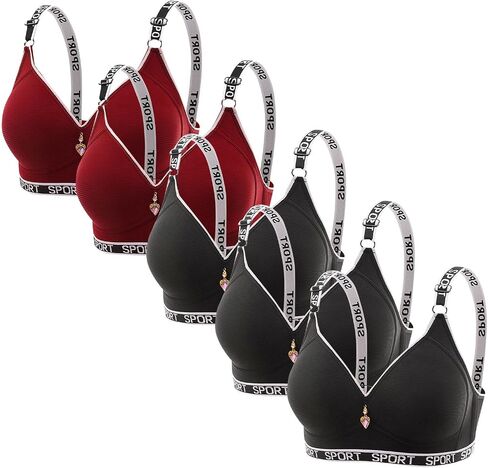 Sports Bras for Women Pack 5 High Support Adjustable Wireless Bra Printed Workout Everyday Bars with Padded in Kuwait