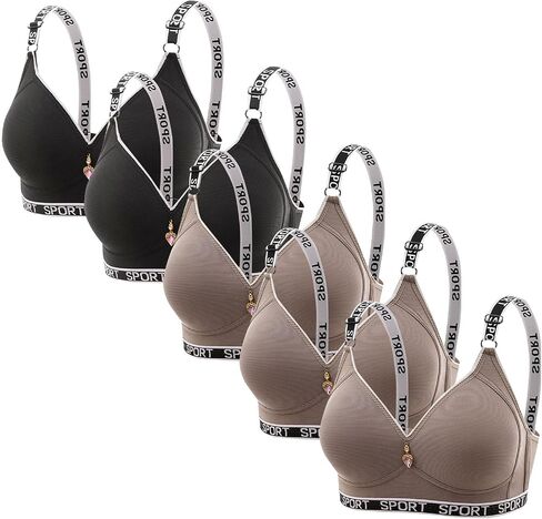 Sports Bras for Women Pack 5 High Support Adjustable Wireless Bra Printed Workout Everyday Bars with Padded in Kuwait
