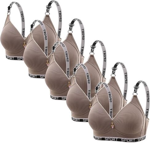 Sports Bras for Women Pack 5 High Support Adjustable Wireless Bra Printed Workout Everyday Bars with Padded in Kuwait