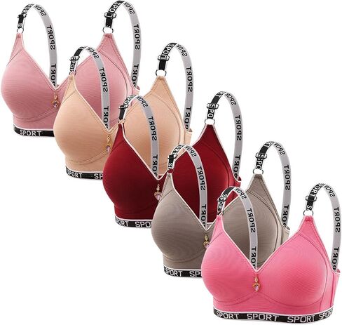 Sports Bras for Women Pack 5 High Support Adjustable Wireless Bra Printed Workout Everyday Bars with Padded in Kuwait