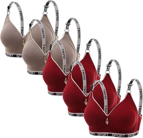 Sports Bras for Women Pack 5 High Support Adjustable Wireless Bra Printed Workout Everyday Bars with Padded in Kuwait